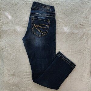 Vintage Silver Suki Jeans Capri Style In Dark Blue Wash